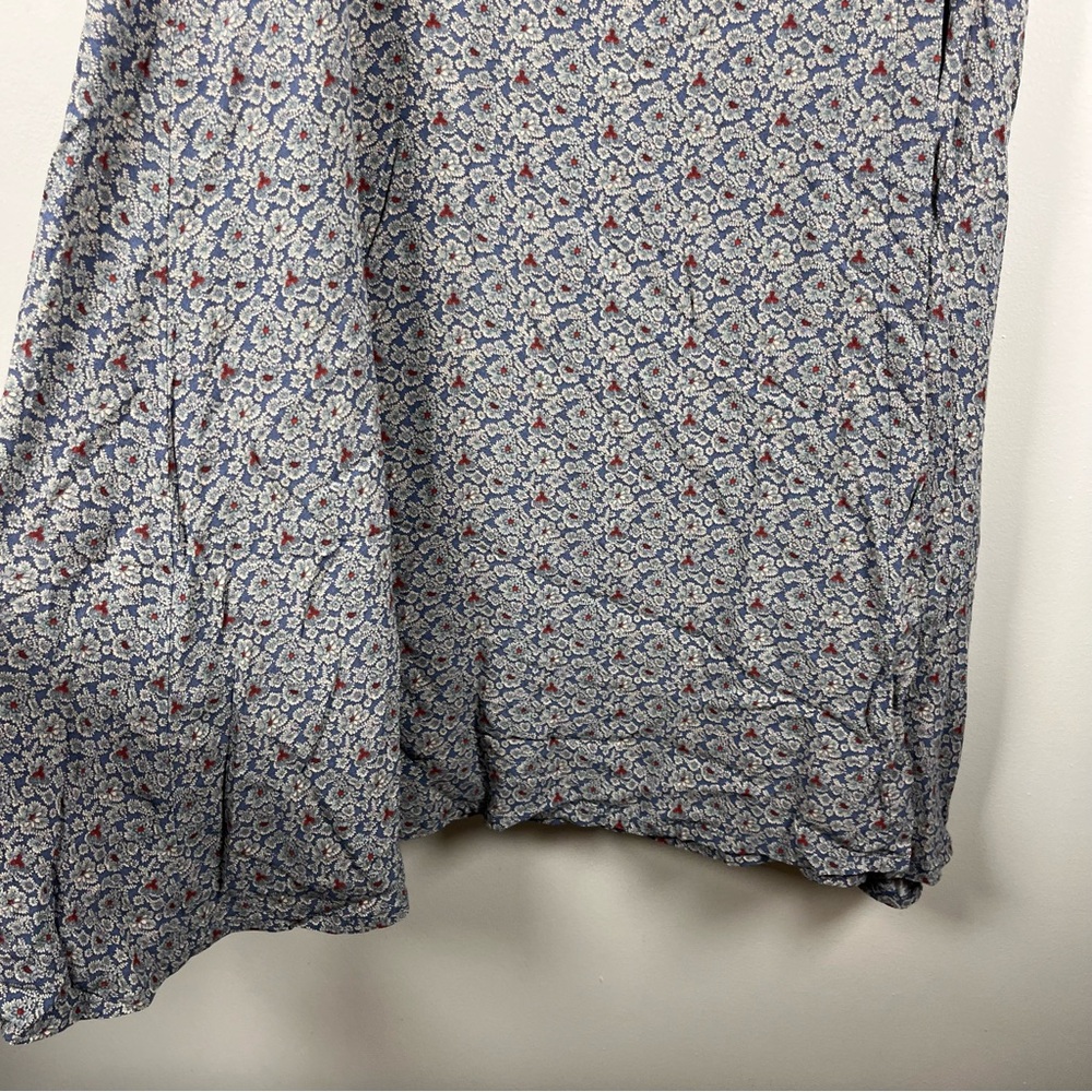 Eddie Bauer Blue Floral Print Rayon Maxi Wrap Skirt Boho Cottage Size 8 Vintage - Picture 8 of 9
